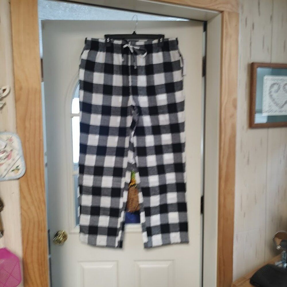 New Sonoma Black White Checked Flannel Sleep Pants Size Men's L